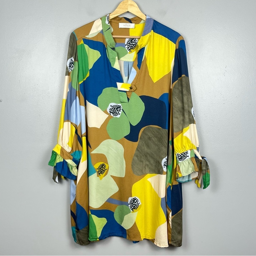 Noen abstract multicolor floral 3/4 sleeve tunic, size US 12.